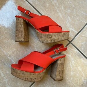 Joe Fresh Coral Cork Platform Heels